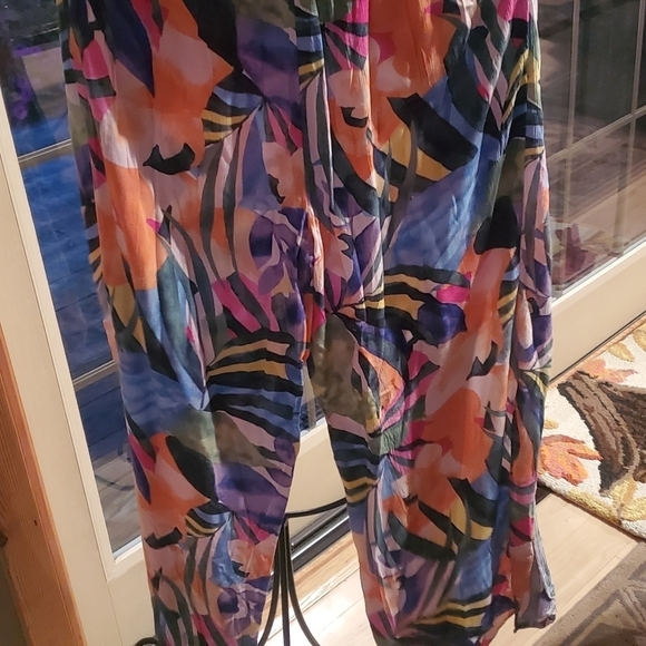 Kona Sole Tie Front Cover Slit Sides Colorful Sz. M Pants Beach Cover-up - Picture 7 of 14